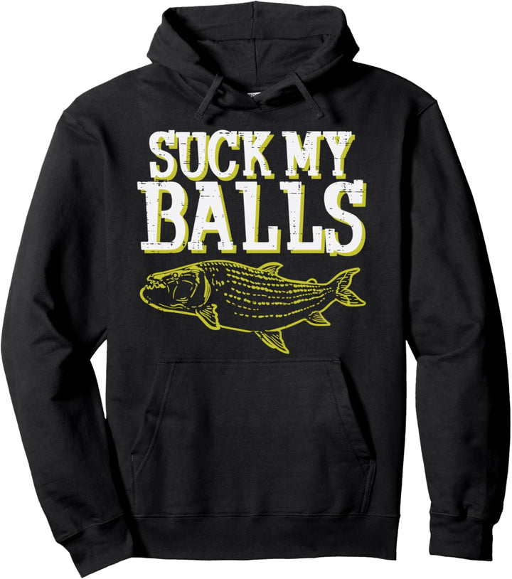 Suck My Balls Carp Fish Funny Fishing Fishermen Men Gift Pullover Hoodie