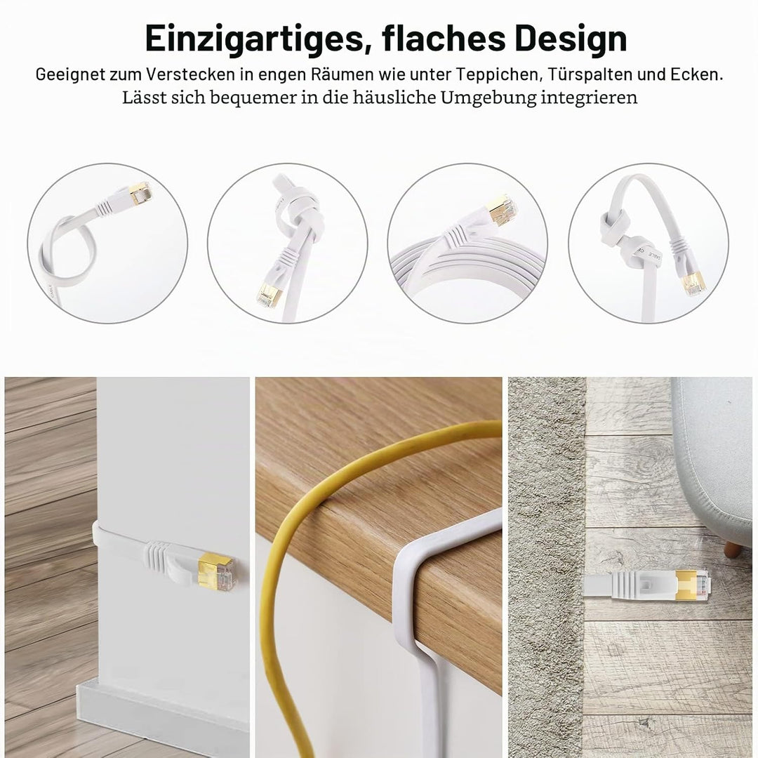Fumitt Cat 8 Ethernet Kabel 15m, Hohegeschwindigkeit Flach Gigabit RJ45 Lan Internet Netzwerk Kabel