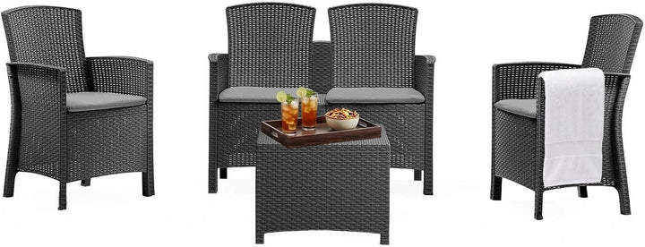 Dmora Urano-Lounge, Gartenmöbel-Set mit Kissen, für den Innen-und Aussenbereich, 100% Made in Italy,