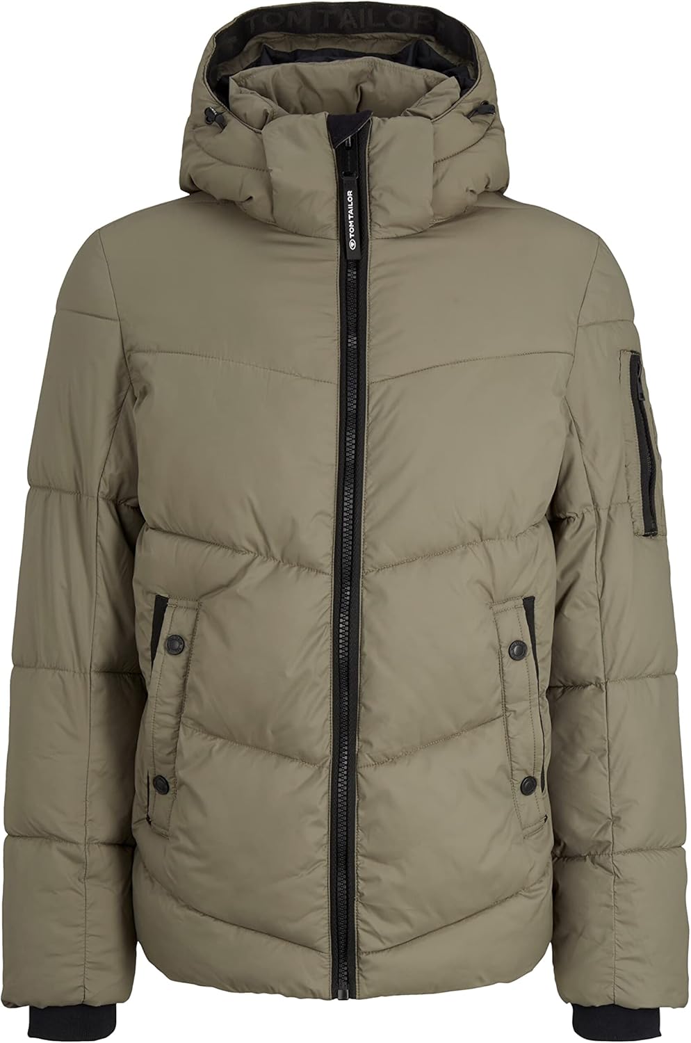 TOM TAILOR Herren Puffer Jacke mit Kapuze XXL 10415 - Dusty Olive Green, XXL 10415 - Dusty Olive Gre