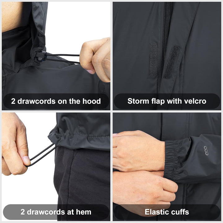 33,000ft Herren Windbreaker, Regenmantel M Schwarz, M Schwarz