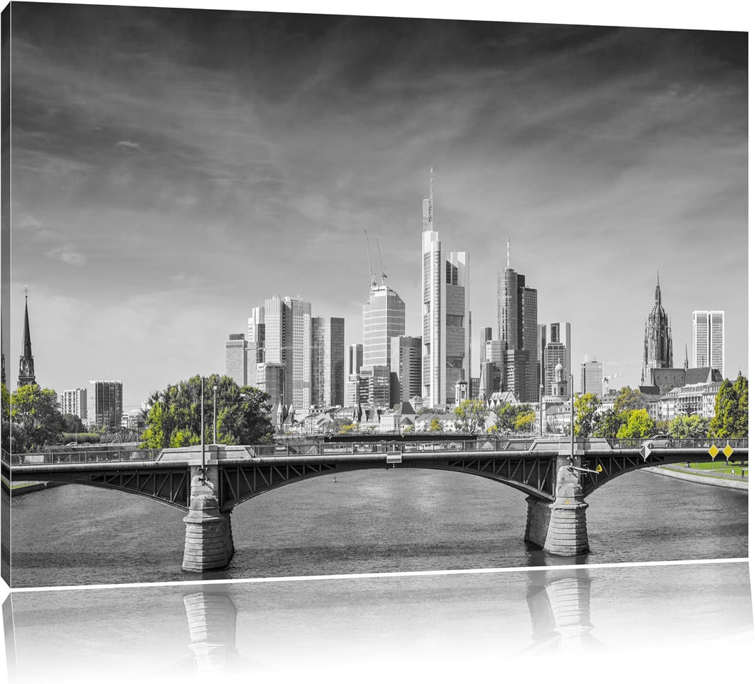 schöne Skyline von Frankfurt am Main schwarz/weiss Format: 100x70 auf Leinwand, XXL riesige Bilder f