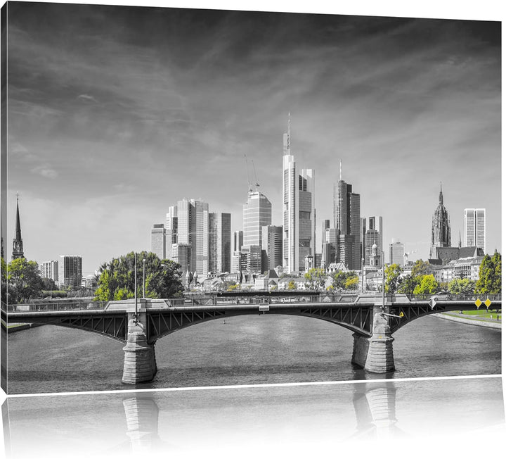 schöne Skyline von Frankfurt am Main schwarz/weiss Format: 100x70 auf Leinwand, XXL riesige Bilder f