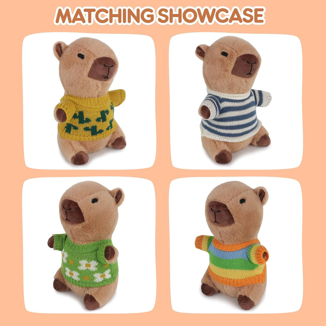 Lotvic Capybara Kuscheltier mit Kleidung und Rucksäcken, 23cm | Capybara Plüschtier, Niedlichen Wass