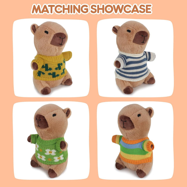 Lotvic Capybara Kuscheltier mit Kleidung und Rucksäcken, 23cm | Capybara Plüschtier, Niedlichen Wass