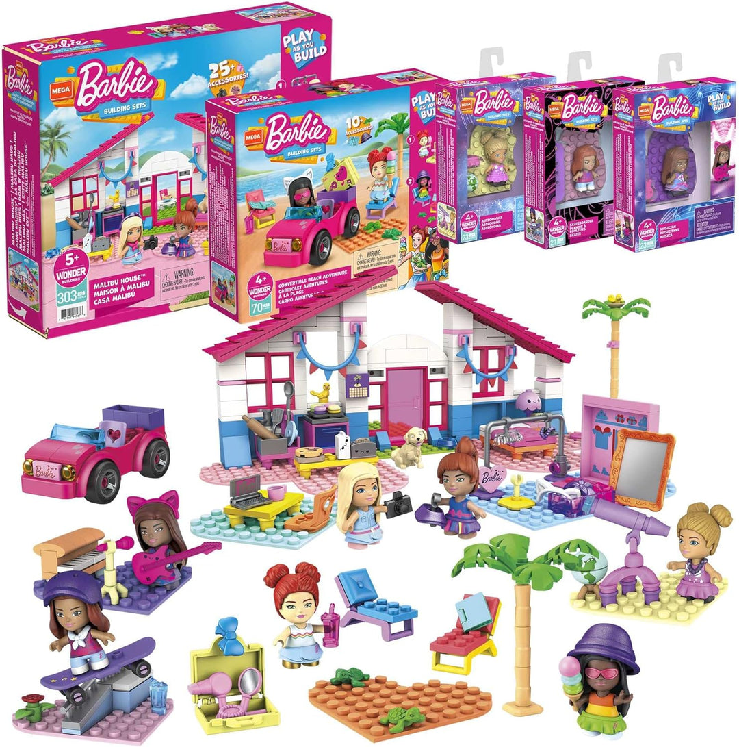 MEGA Construx HBF32 - Barbie Malibu-Bauspielzeugset Bundle, Bauset mit 445 Bausteinen, ab 5 Jahren