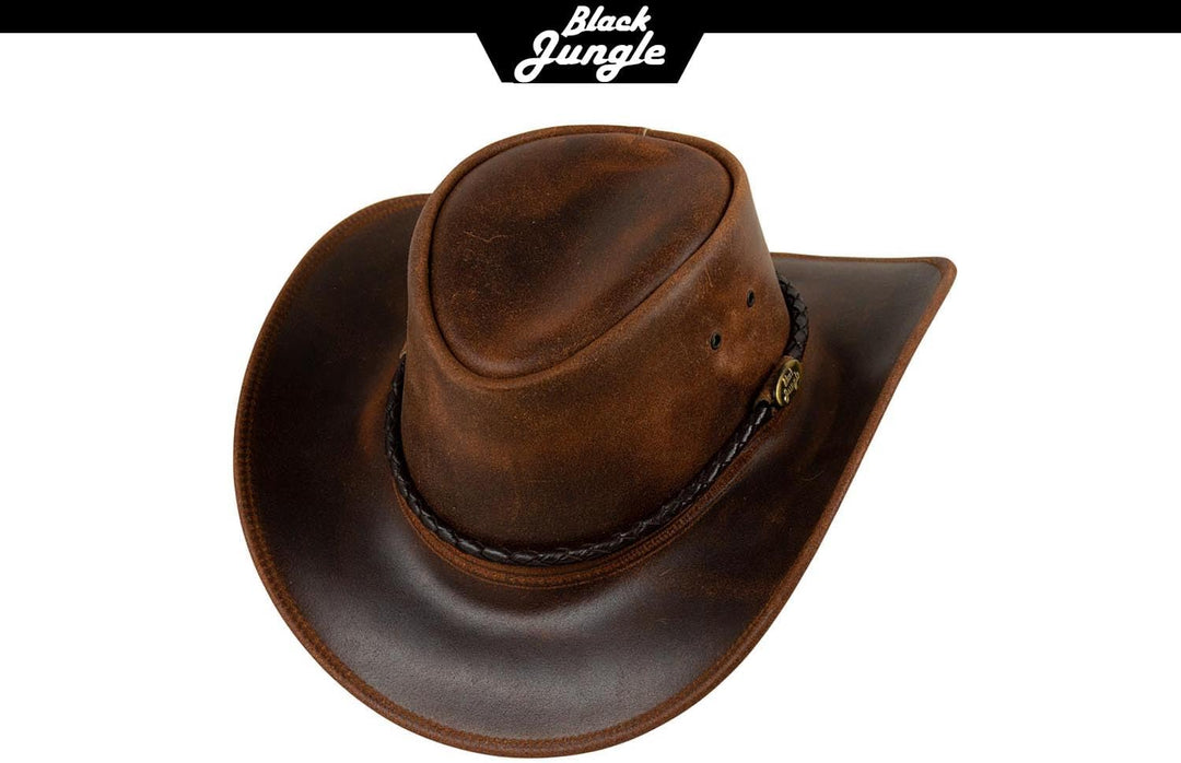 Black Jungle Kimbolton Lederhut, Westernhut, Australienhut, Cowboyhut S Ocker, S Ocker
