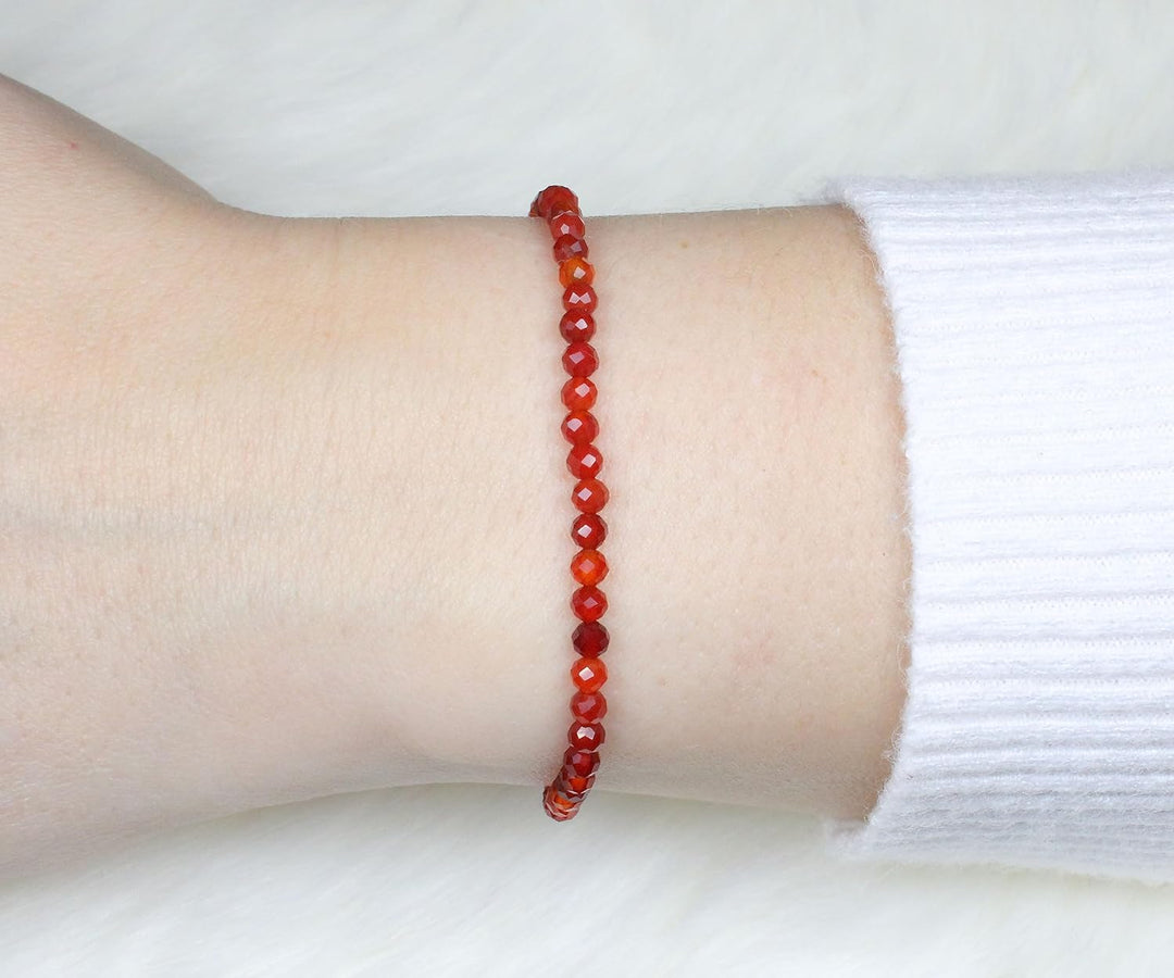 Echtes Edelstein Armband mit facettierten 3mm Perlen - verschiedene Längen - Heilstein Schutzstein E