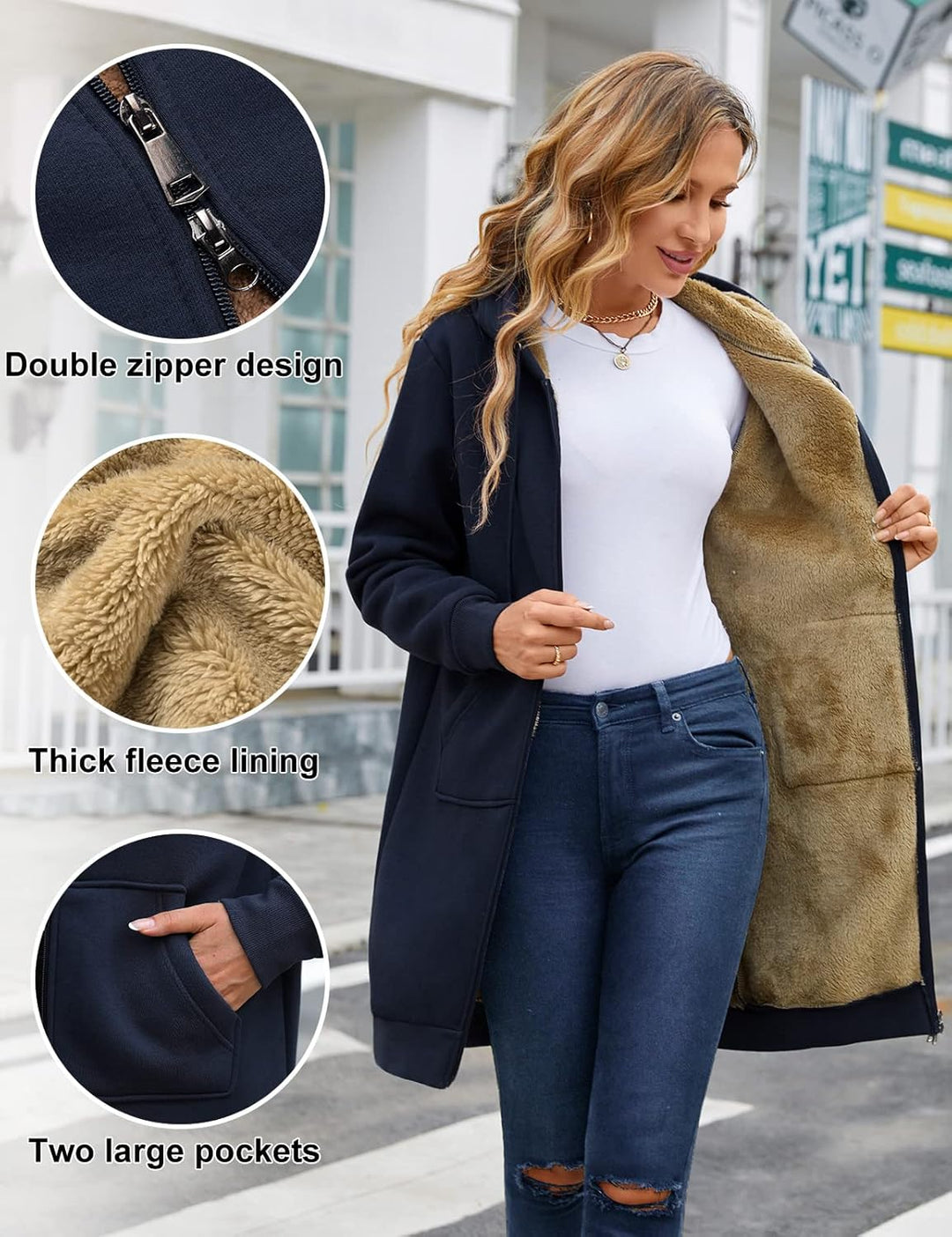 Svanco Damen Hoodie Kapuzenpullover Sweatshirt Langarm Pullover Langen Mantel Jacke Tops Outwear für
