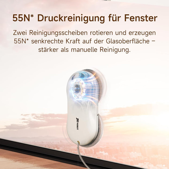 T30 Fensterputzroboter,5500 Pa Saugkraft,Sprühfunktion beidseitig, Geräuscharm,6,05 cm Ultradünn, Au