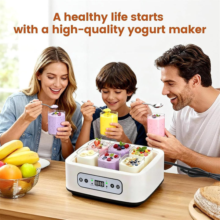 Automatischer Digitaler Joghurtbereiter Yogurt Maker mit 6 Gläsern, Einstellbare Temperatur &amp; Timer