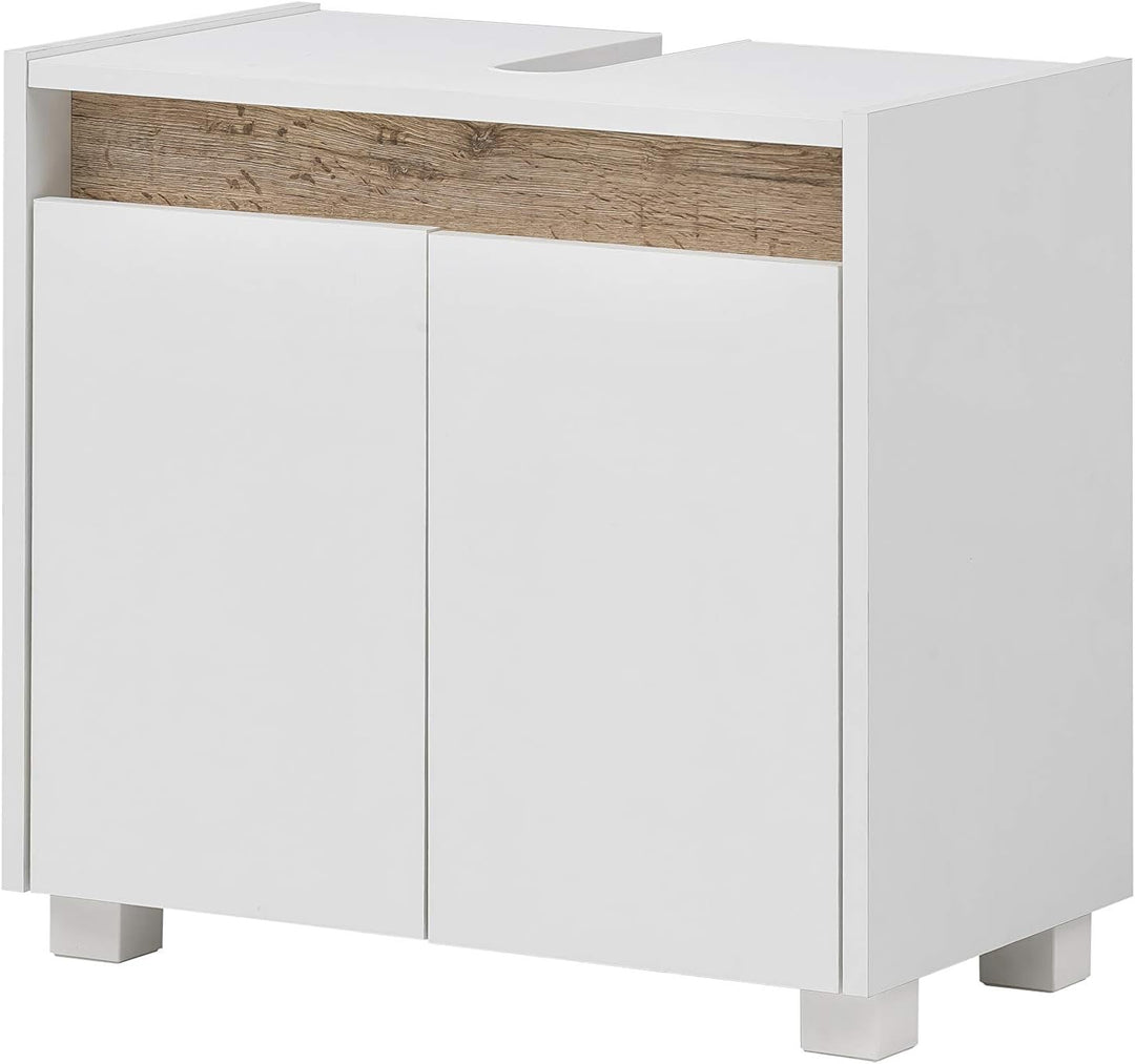 Schildmeyer Waschbeckenunterschrank 146316 Cosmo, 57 x 54,5 x 33 cm (BxHxT), weiss Mittel Weiss, Mit