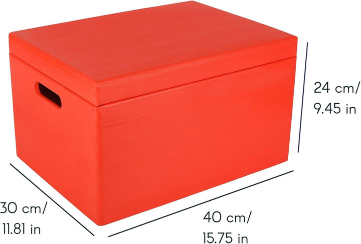Creative Deco XXL Rot Grosse Holzkiste mit Deckel | 40x30x24 cm (+/-1cm) | Holztruhe Erinnerungsbox