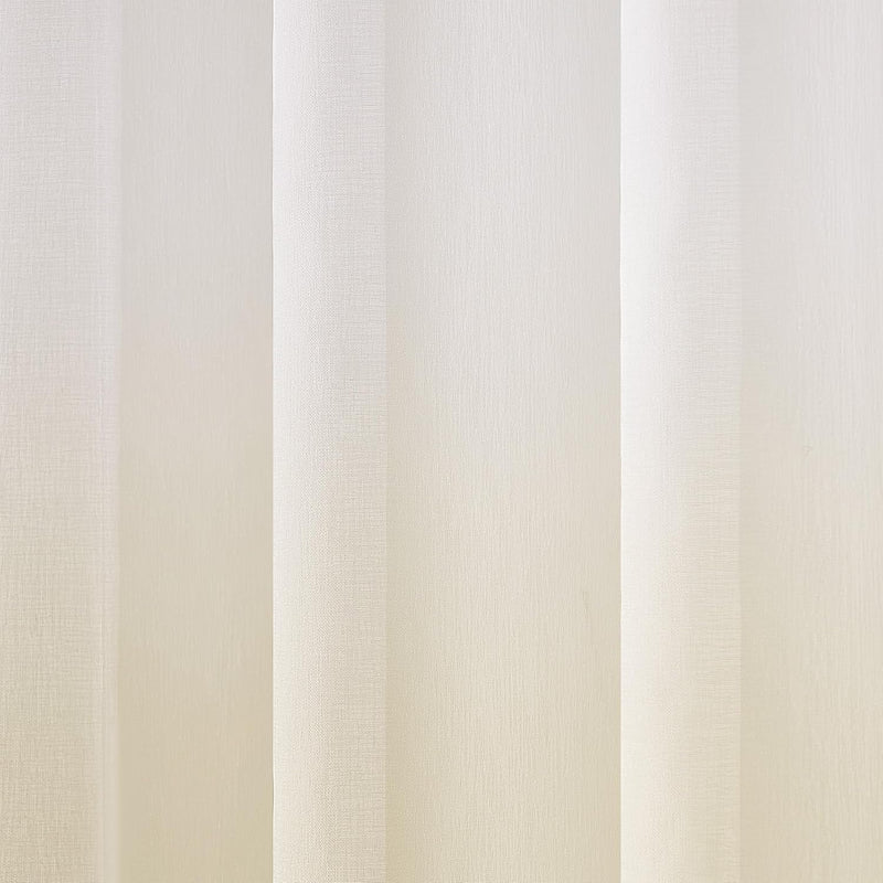 MRTREES Voile Gardinen Farbverlauf Transparent Vorhang Kurz Tüllvorhang mit Ösen in Beige Weiss Verl