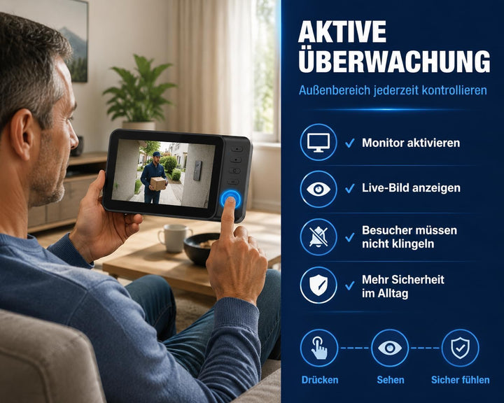 TKMARS Türklingel Funk mit Kamera Funkklingel Aussen Wasserdicht mit 4,3 Zoll IPS Monitor,ohne WLAN