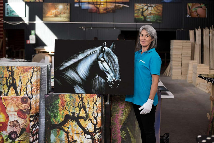 Startonight Bilder Schwarzes Schönheitspferd - Leinwandbilder Moderne Kunst - Tiere Wanddeko Kunstdr