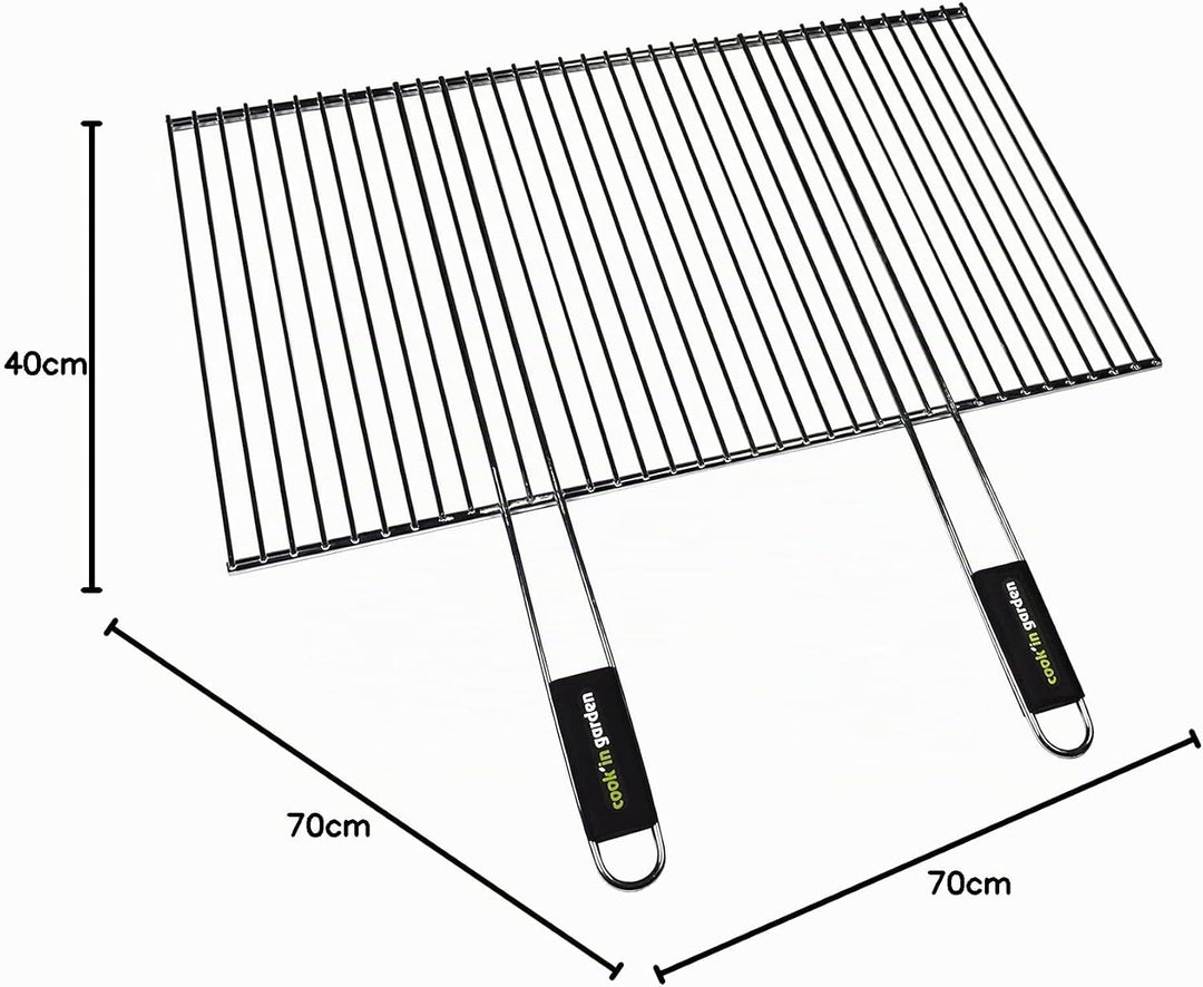 Cook'in garden - Zuschneidbarer Grill aus verchromtem Stahl - Ideal für Grill - Soft-Touch-Griffe -