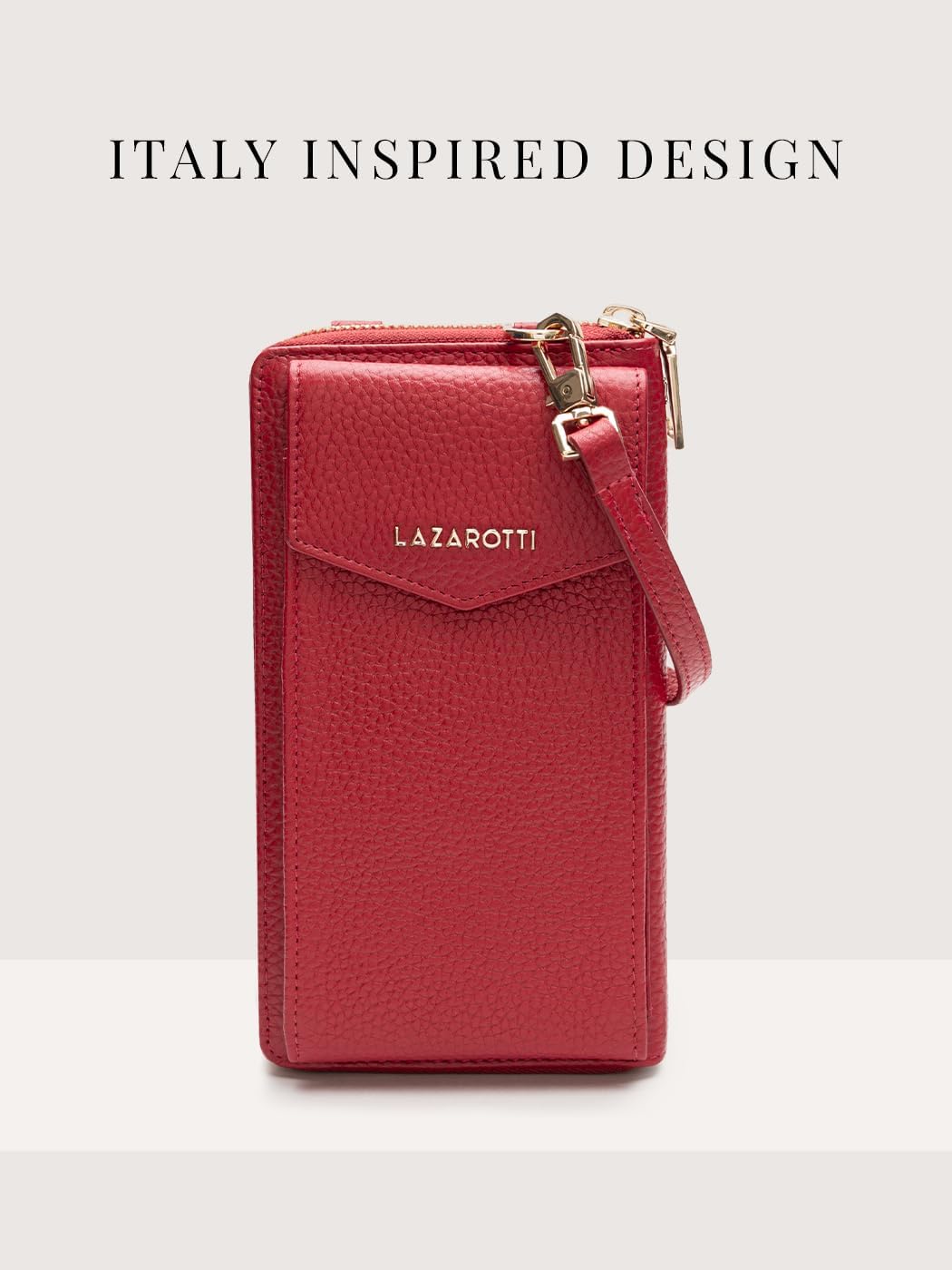 Lazarotti Bologna XL Leder Damen-Geldbörse & Handytasche (2-in-1) | 16 Kartenfächer | zum Umhängen m