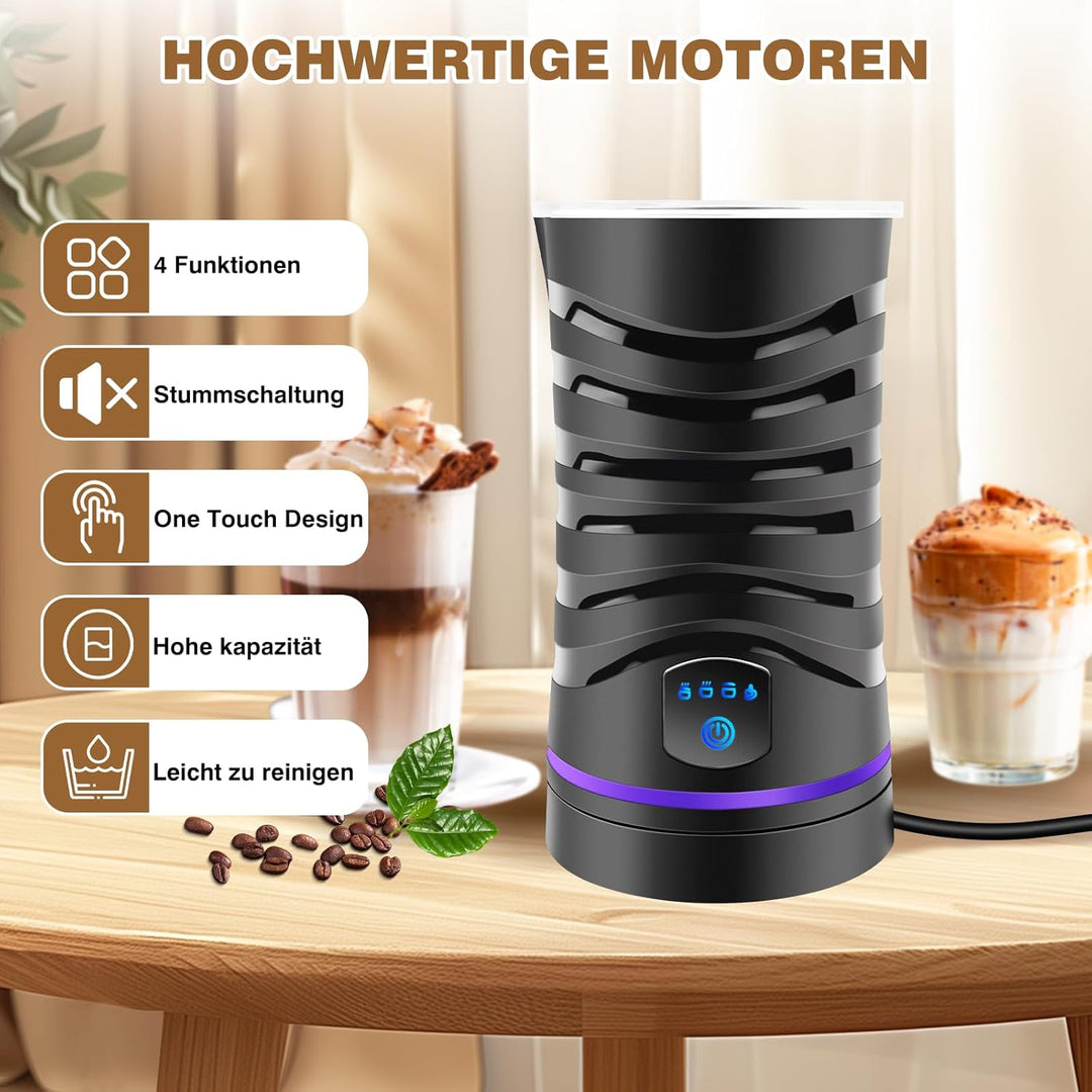 Milchaufschäumer Elektrisch 4-in-1 Milchschäumer für Heisser und Kalter Milchschaum, Warme Milch, Ru