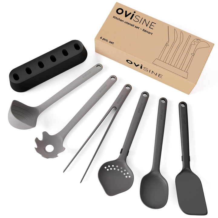 Sénart Küchenhelfer-Set | 6-teilig mit Ständer | hitzebeständig | Küchenutensilien Set | Küchen Zube