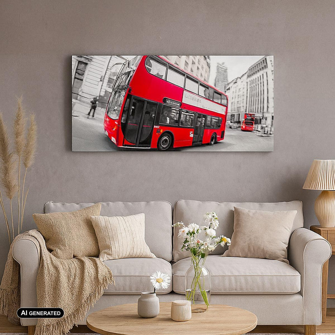 Panorama Bilder auf Leinwand 100x40cm Leinwandbild Bus London Reise Tourismus Gross Wanddeko Bild Sc
