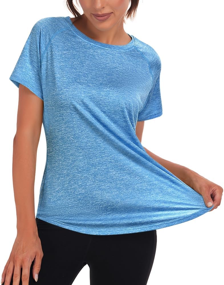 Jlowesun Sportshirt Damen Kurzarm, Leichtes Atmungsaktiv Funktions Back Mesh Sport Oberteile Damen,