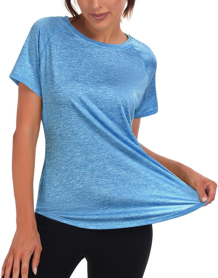 Jlowesun Sportshirt Damen Kurzarm, Leichtes Atmungsaktiv Funktions Back Mesh Sport Oberteile Damen,