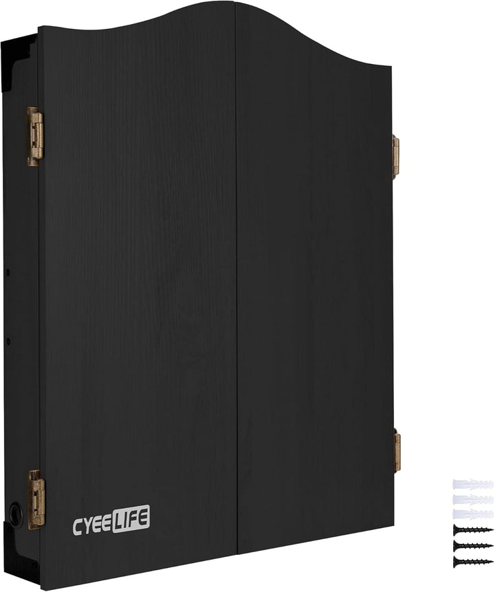 CyeeLife Elektronisch Dartscheibe mit Holzkiste Kabinette und 12 Dartpfeile Set