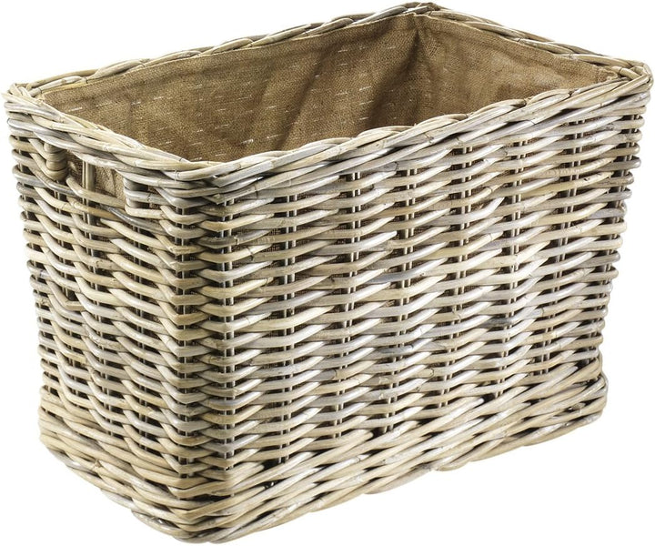 Kobolo Holzkorb für Kaminholz Kaminholzwagen mit Rollen aus Rattan Innenfutter aus Jute