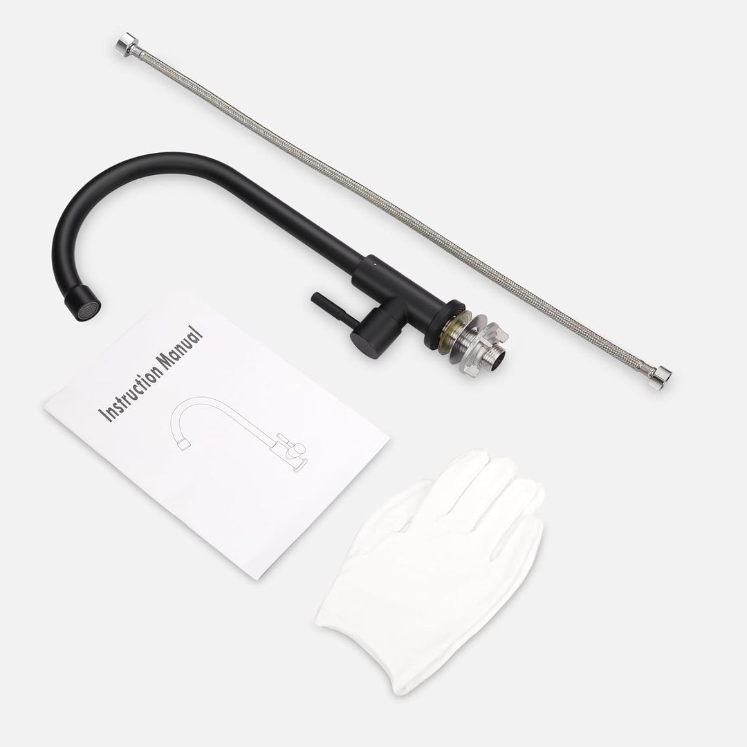 BONADE Wasserhahn Küche Schwarz, 360°Drehung Einhand Hochdruck Kaltwasserhahn Küche, küchenarmatur s