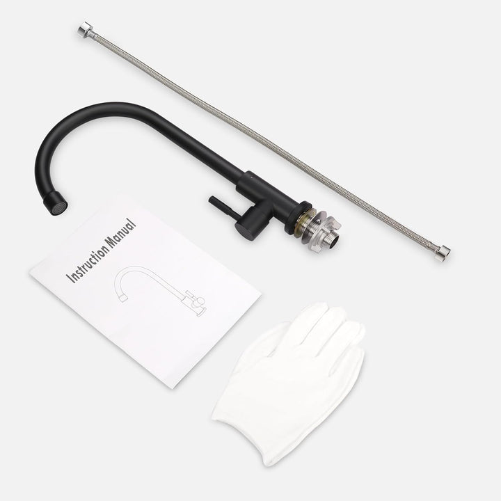 BONADE Wasserhahn Küche Schwarz, 360°Drehung Einhand Hochdruck Kaltwasserhahn Küche, küchenarmatur s