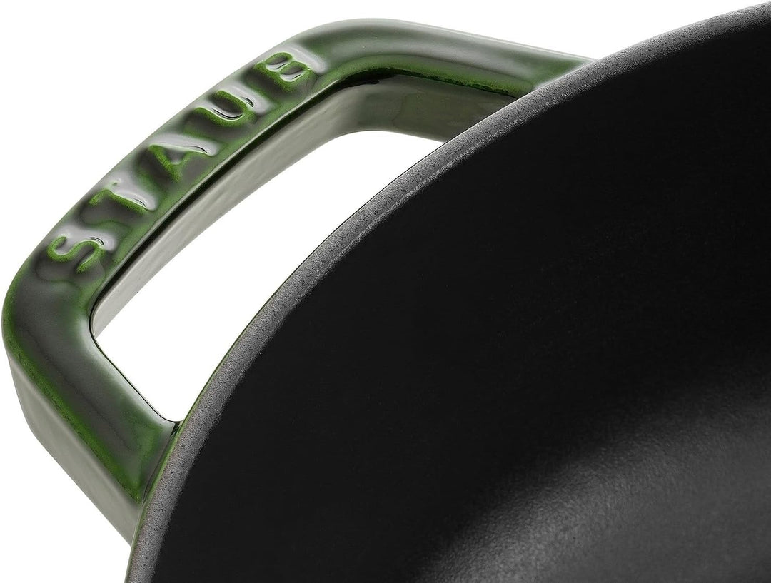 STAUB Gusseisen Bräter, Chistera Tropfenstruktur im Deckel, Rund 28 cm, 3,7 L, Basilikumgrün Basilik