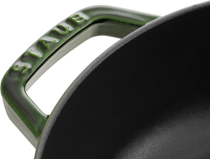 STAUB Gusseisen Bräter, Chistera Tropfenstruktur im Deckel, Rund 28 cm, 3,7 L, Basilikumgrün Basilik