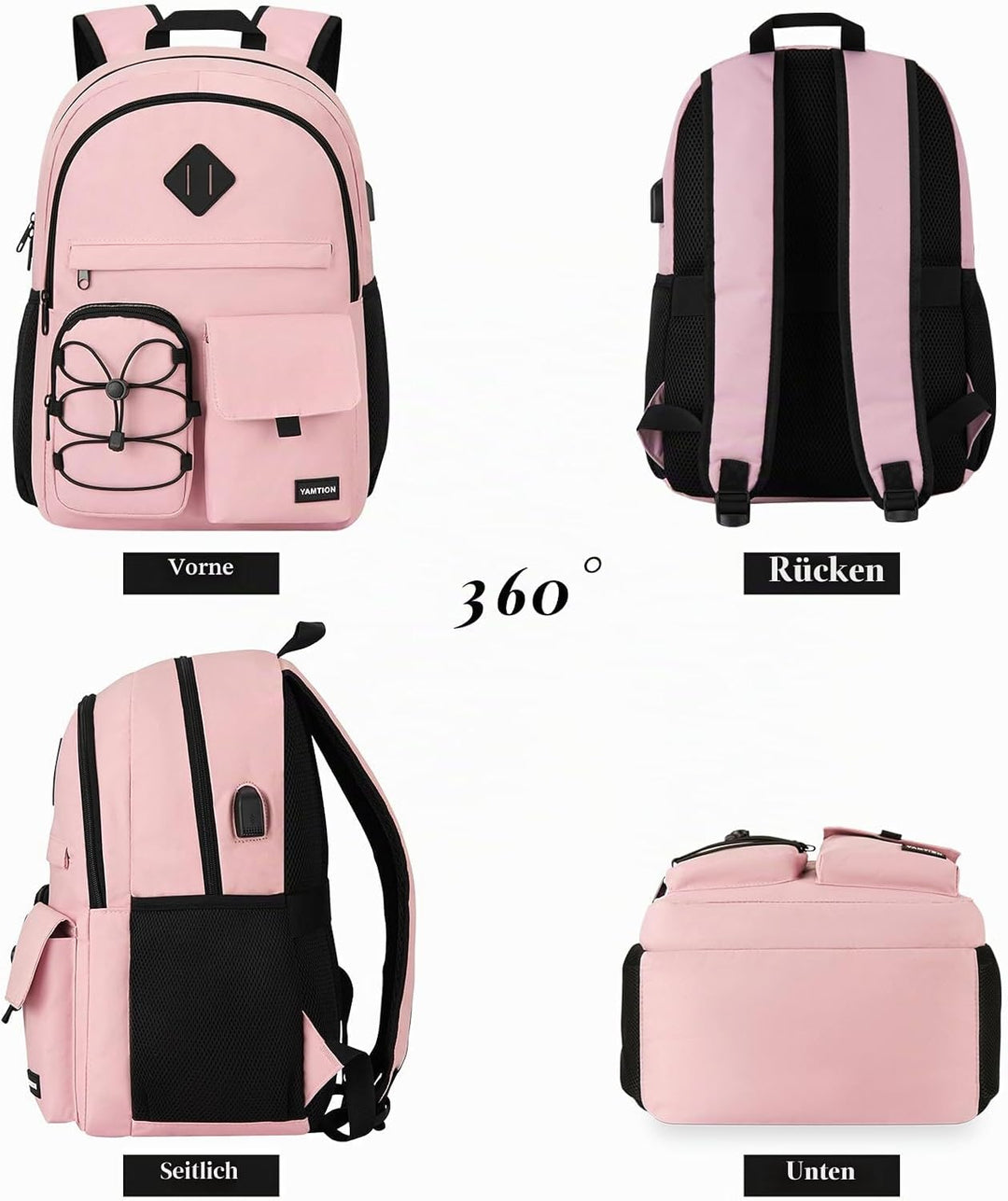 YAMTION Schulrucksack Mädchen Teenager Schulranzen Frauen für Schule Uni,Rucksack Laptop Damen für R