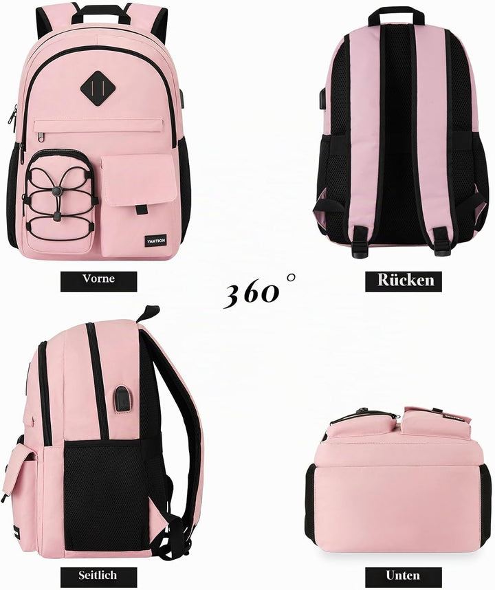YAMTION Schulrucksack Mädchen Teenager Schulranzen Frauen für Schule Uni,Rucksack Laptop Damen für R