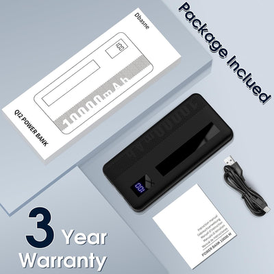Power Bank, 10000mAh Powerbank Klein Aber Stark, Externe Handyakkus USB C Port, Externer Akku LED Di