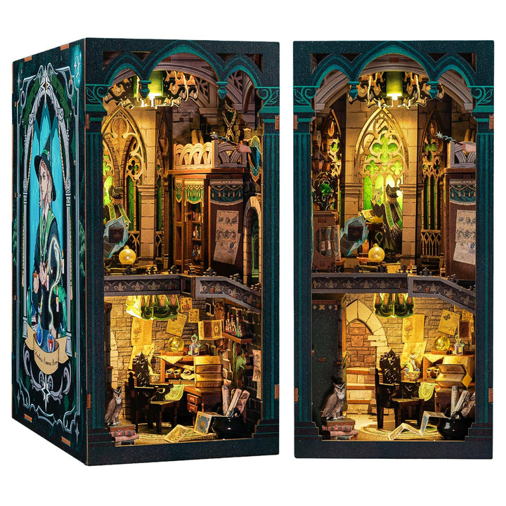 CUTEBEE Book Nook DIY Kit – DIY Puppenhäuser Miniatur Haus Kit mit Möbeln und LED-Licht, 3D Puzzle B