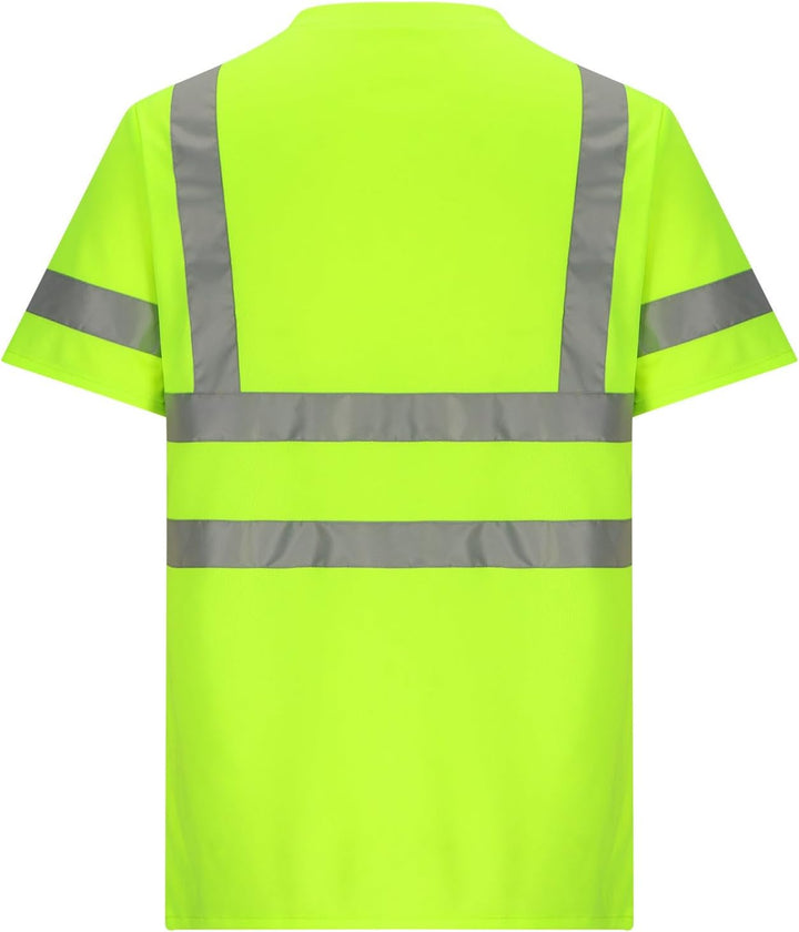 Herren Warnschutz T-Shirt Kurzarm Arbeitsshirt Arbeits Warnshirt Reflektierende Zonen Arbeitshemd Le