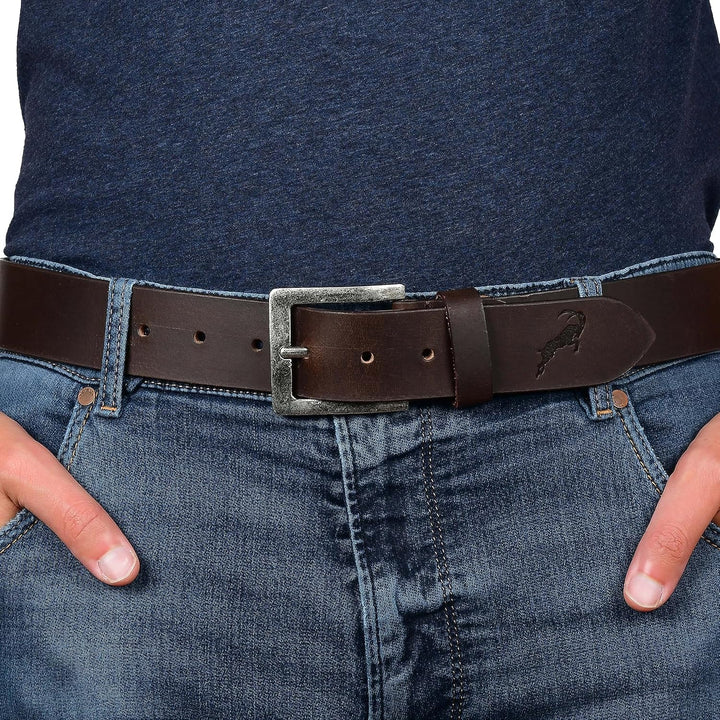 hodalump Jeans Gürtel Herren &amp; Damen - Grösse kürzbar - Ledergürtel Braun - Edler Gürtel Herren mit