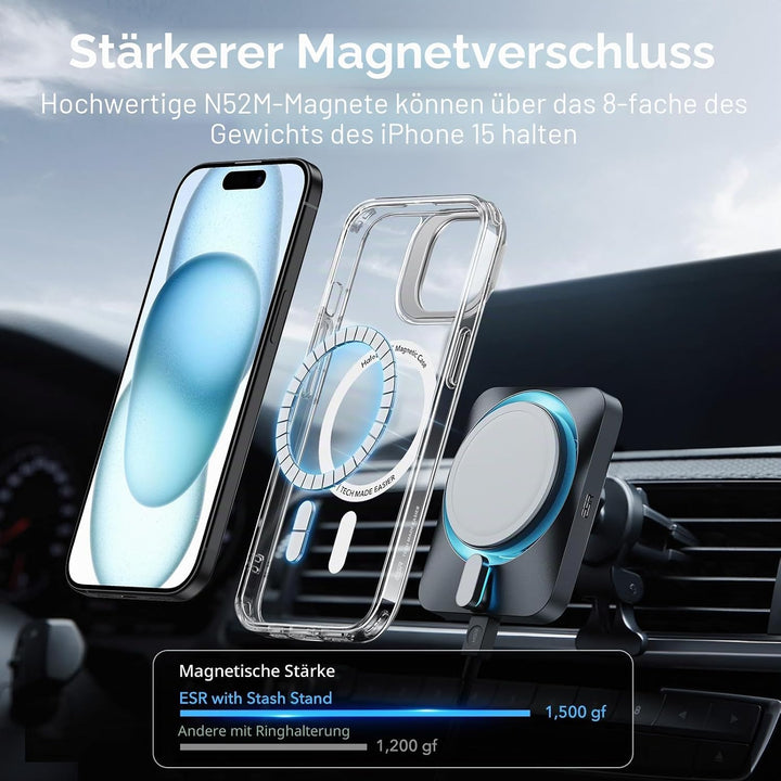 ESR für iPhone 15 Hülle Kompatibel mit MagSafe, Zertifizierte Militärschutz Handyhülle iPhone 15 Cas