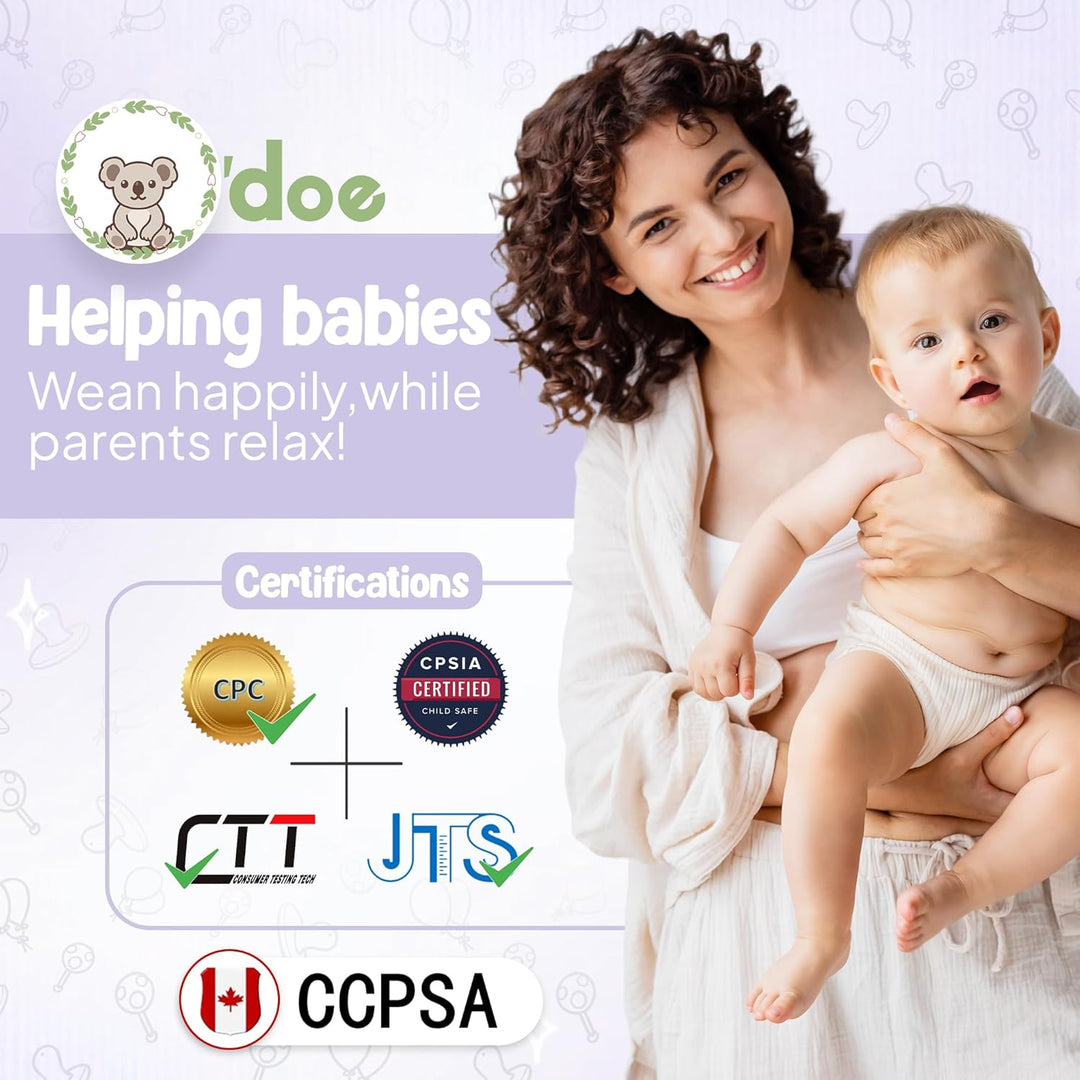 O'doe 17-teilig Baby LED-Entwöhnungszubehör für Kleinkinder, Babyfütterungsset | Saugnapf-Silikon-Ba
