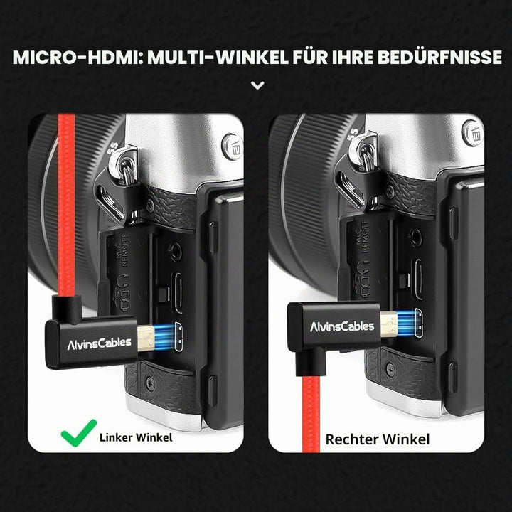 Alvin's Cables Linkswinkel Micro HDMI auf HDMI Kabel 8K@60Hz 4K@120Hz, Geflochtene Spirale HDMI 2.1