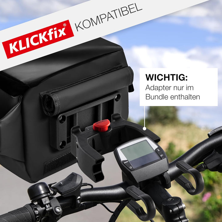 Valkental x KLICKfix 3in1 Lenkertasche 4L, Handyfach, Ebike geeignet | Vollreflektierend für hohe Si