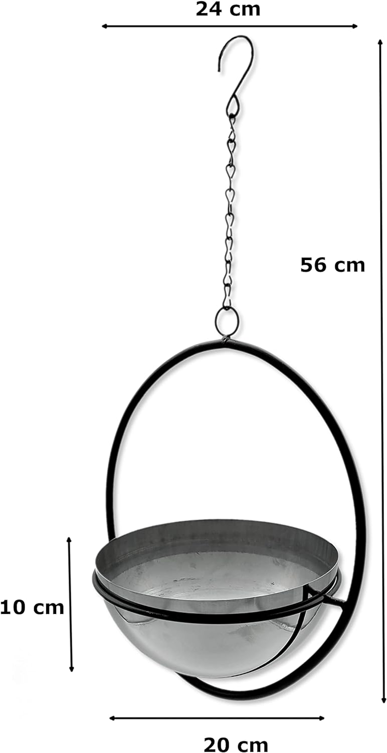 DARO DEKO Metall Blumen-Ampel mit Rahmen schwarz Silber 24 x 56cm Blumentopf hängend Hängeampel, 24