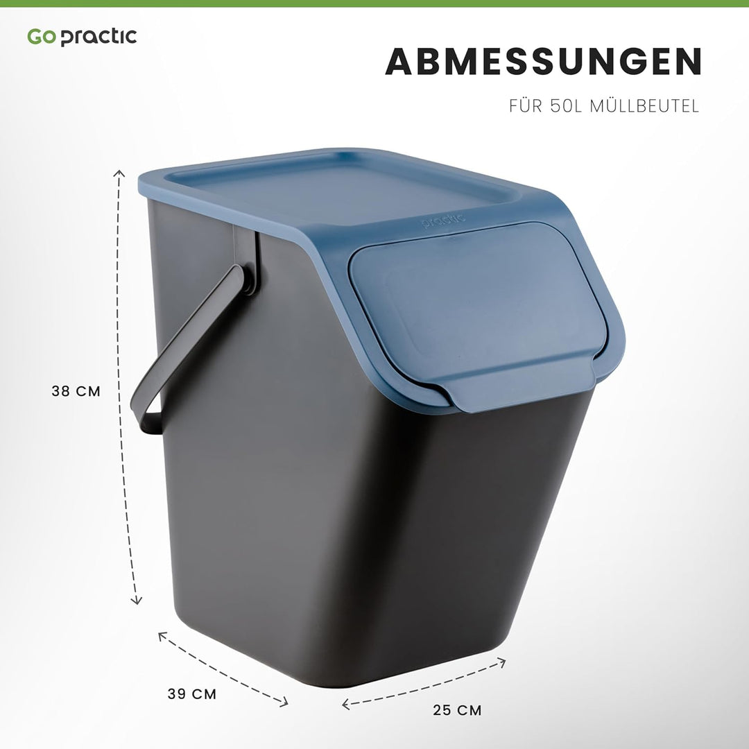 Go Practic Mülleimer Mit Deckel Küche 25 L Click-Function Kohlefilter Abfalleimer Mülltrensystem Abf
