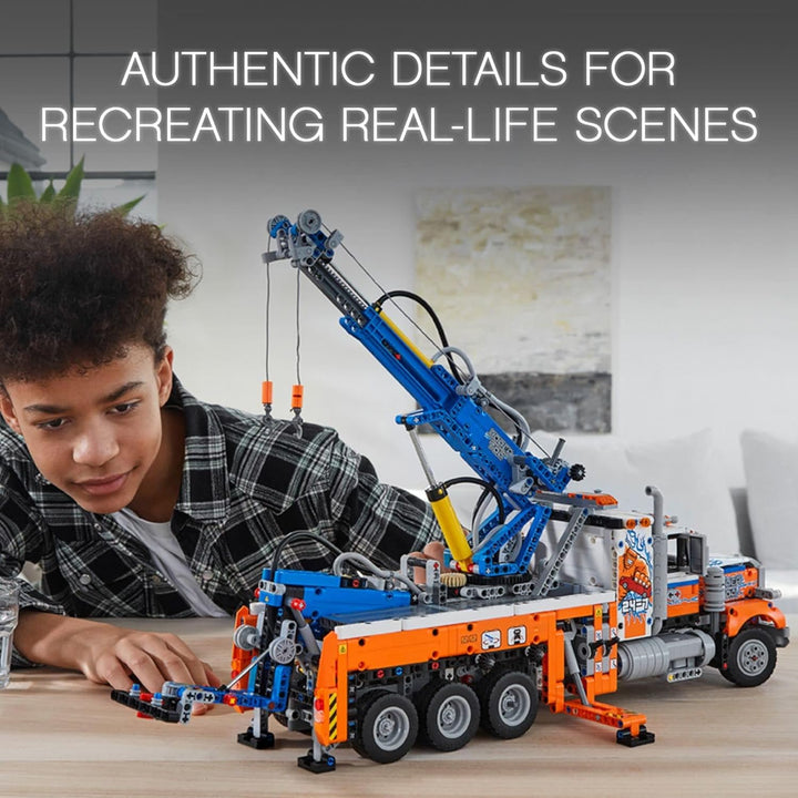 LEGO Technic Schwerlast-Abschleppwagen mit Kran, Spielzeugmodellbauset, Engineering for Kids Serie,