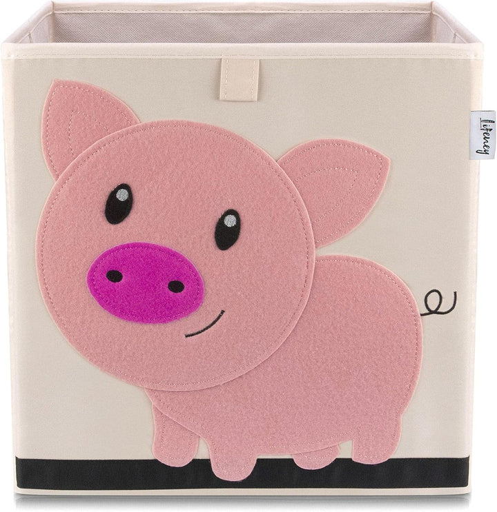 LIFENEY Aufbewahrungsbox im 3er Set Hund, Biene und Schwein I Dreierpack Spielzeugbox mit Tiermotiv