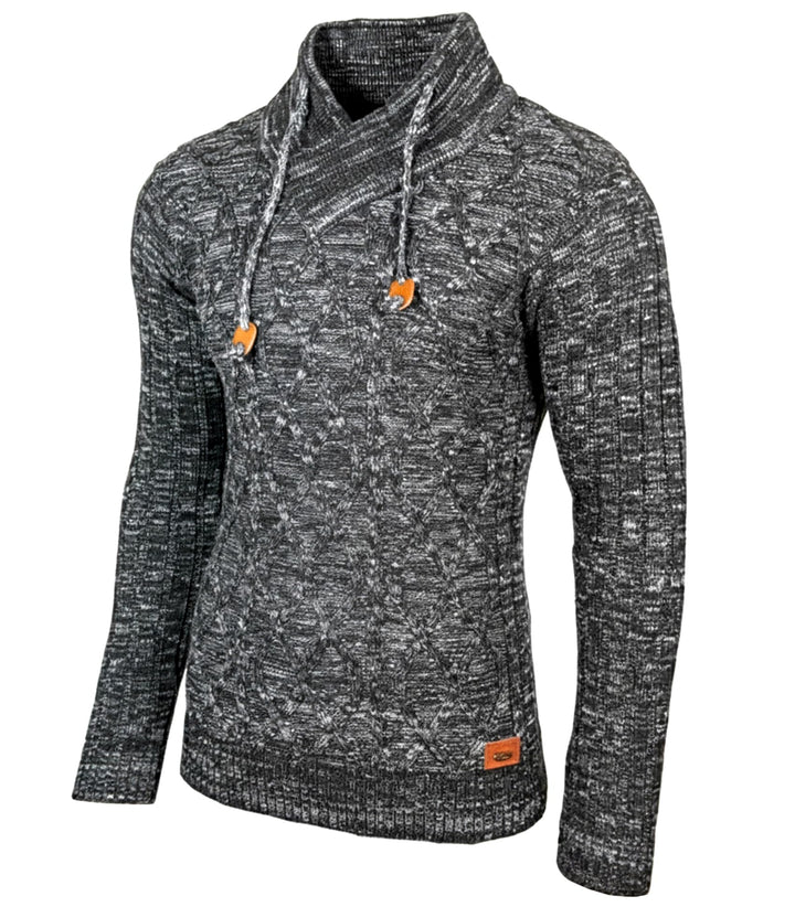 Herren Grobstrick Pullover Strickpullover Stehkragen Winter-Freizeit-Jacke Muster Design Meliert Swe