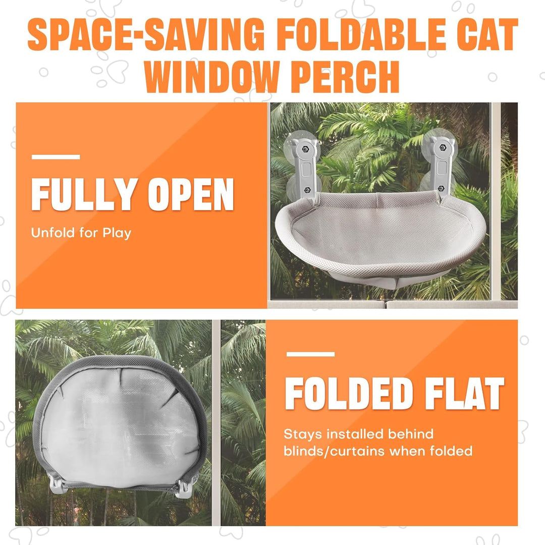 Homegroove Katzenfenster-Sitzplatz, 45 x 30 Zentimeter Faltbare Katzenhängematte für Fenster mit sta
