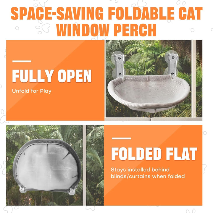 Homegroove Katzenfenster-Sitzplatz, 45 x 30 Zentimeter Faltbare Katzenhängematte für Fenster mit sta